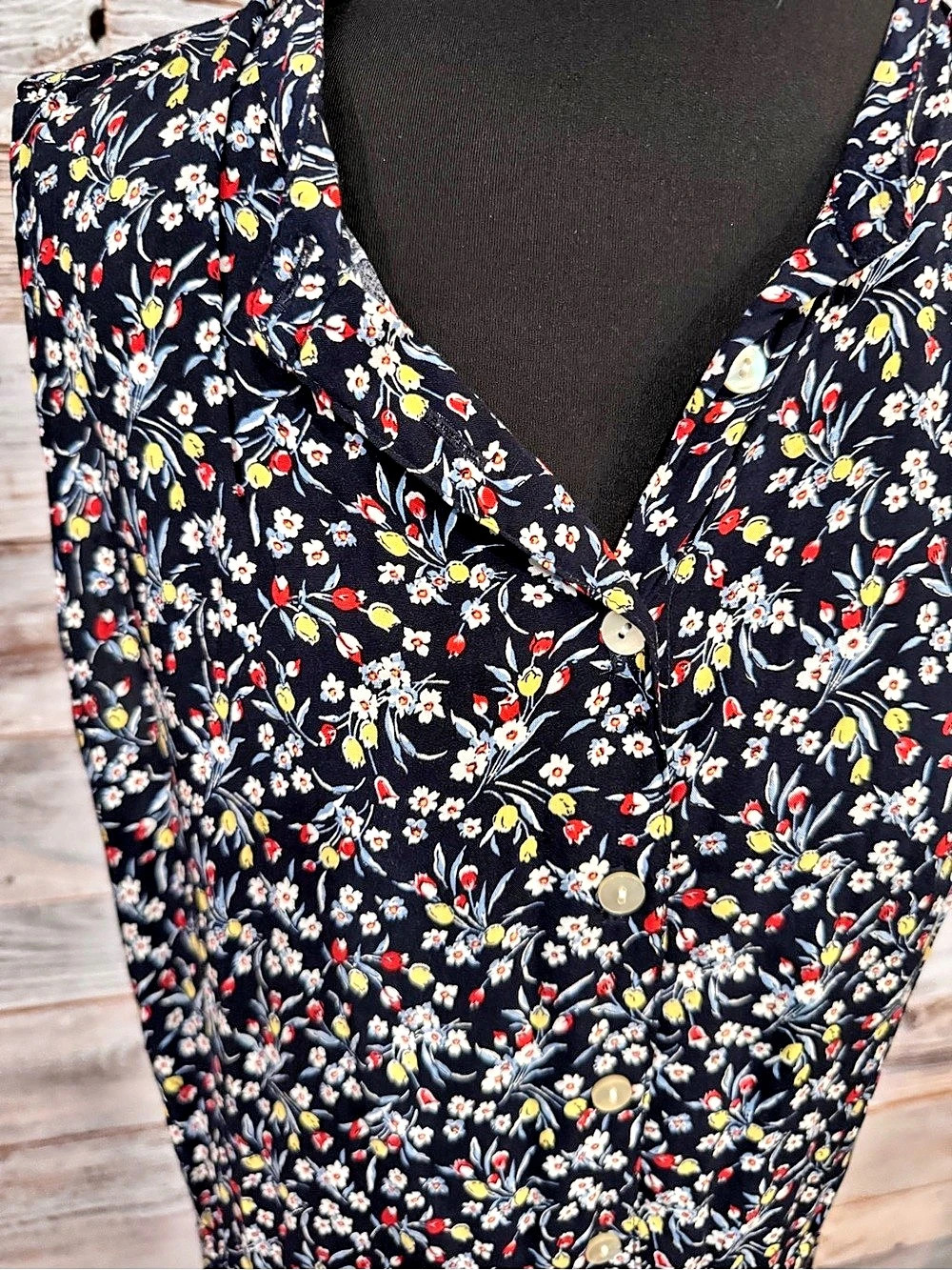 Chaps Floral Maxi Dress Black Size Large Like New - Picture 2 of 5